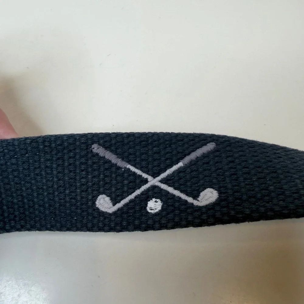 JT Spencer Belt Mens Navy Blue Leather Needlepoint Golf Clubs Preppy 40